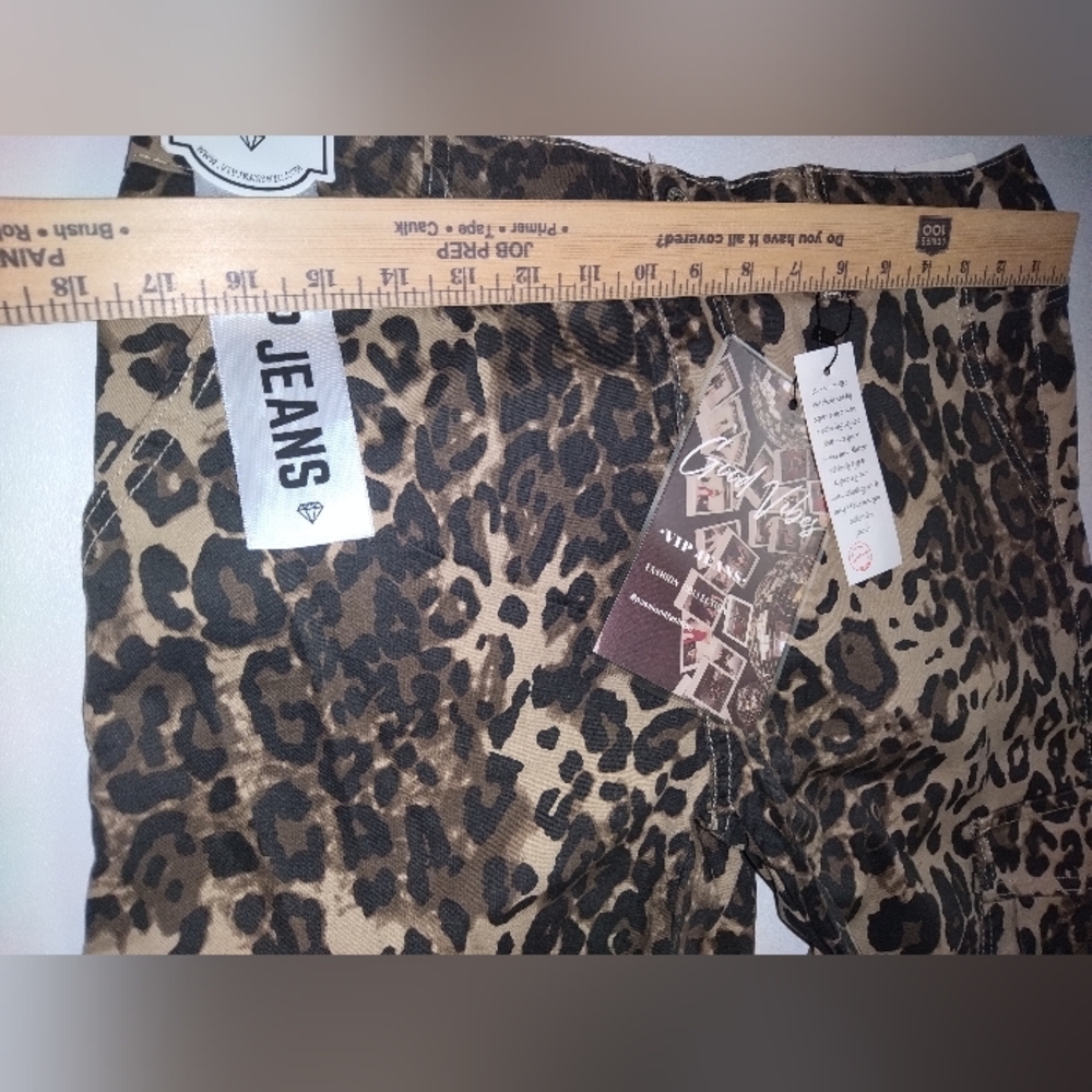 VIP Jeans Women's cargo pants animal print Print Wide Leg Brown Black New 15/32 - Picture 5 of 8